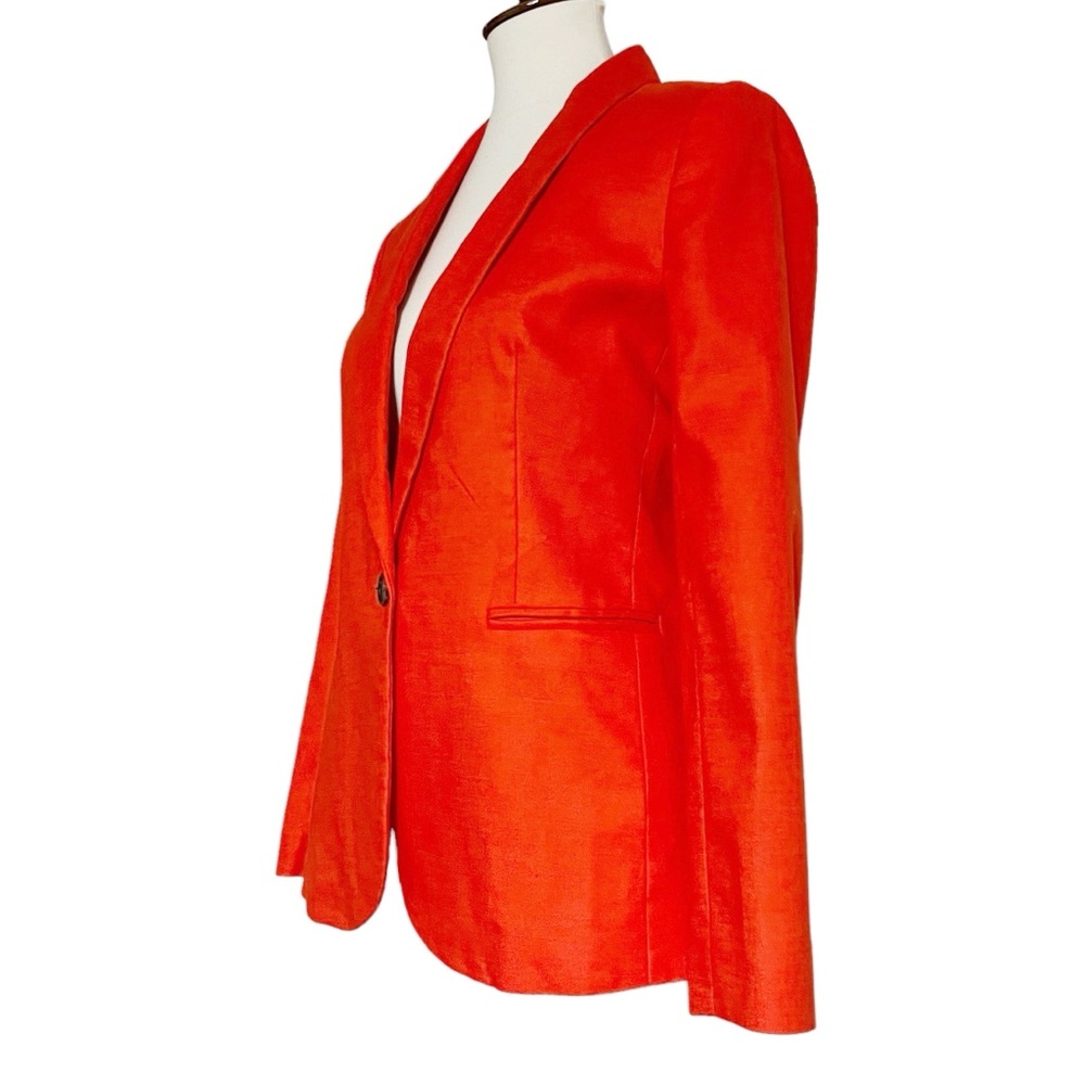 J.Crew Parke Blazer Stretch Linen Fitted Suit‎ Jacket Orange Brilliant Sunset - Picture 7 of 12